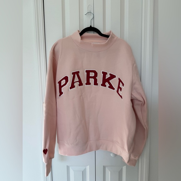 NWT PARKE Valentine's Varsity Mockneck - Peony + Crimson - Picture 3 of 8